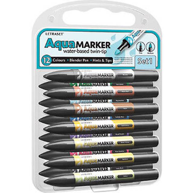 Letraset Aquamarker 12 Pen Promarker Aqua Marker Set 1 - Amt1