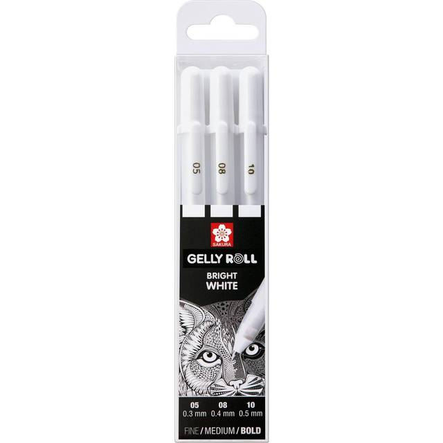 SAKURA Gelly Roll Basic White Gel Pen Set of 3, Assorted Sizes | Opaque Pens for Highlights, Drawing & Crafts