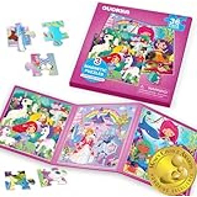 QUOKKA Magnetic Puzzles for 2 3 Year Olds - Travel Games for Kids Age 4 5 - Travel Toys for Toddlers on Plane Car Ride - 36 pc Jigsaw Princess Unicorn