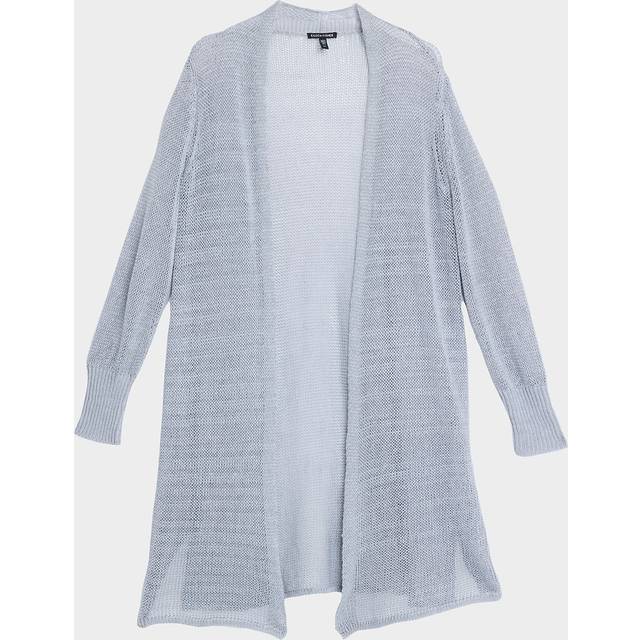 Petite Knit Open-Front Long Cardigan - GREYSTONE - Petite X-Small