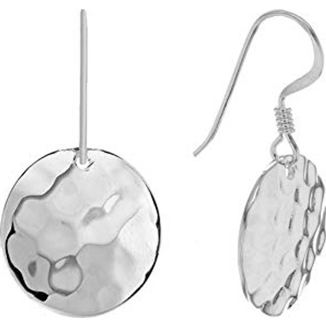 Tuscany Silver Sterling Silver Hammered Round Drop Earrings