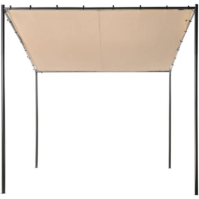 Garden Pergola Pavilion 282 x 294 cm Fabric Shade Metal Frame Taupe Vimino