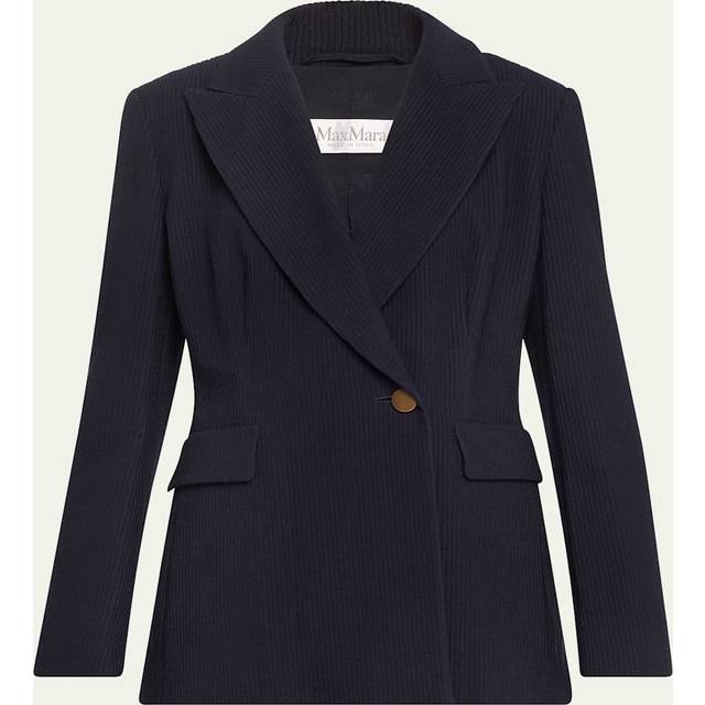 Max Mara Women's Double-Breasted Wool Blazer in Blue | Size 46 | PAGANO2511041101600 Color 001 (46)