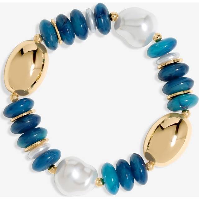 MOOD Mood Gold Blue Bead Statement Stretch Bracelet