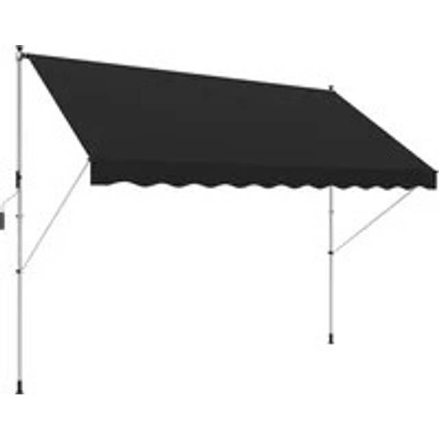 Outsunny 3 x 1.5 m Retractable patio Awning Floor-to-ceiling shade, Black, Black