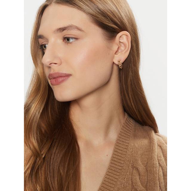 Coach Signature C Gold-Toned Open Hoop Earrings