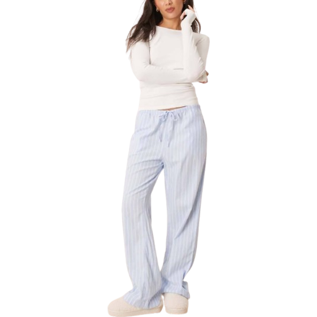 Gina Tricot – Blårandiga, mysiga, vävda pyjamasbyxor