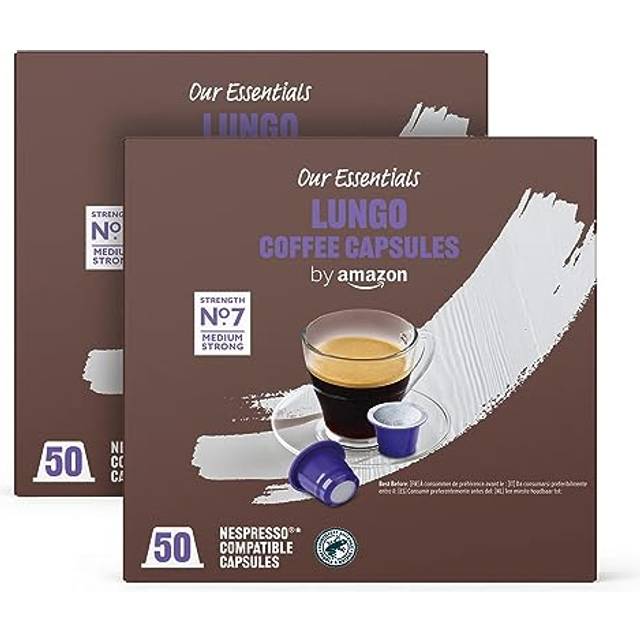 Lungo Coffee Capsules Nespresso Compatible, Medium Roast, 100 Count (2 Packs of 50) - Rainforest Alliance Certified