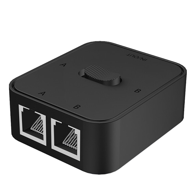 2 Port Gigabit Network Switch RJ45 Splitter Cable Extender Way External Switcher Splitter-Black