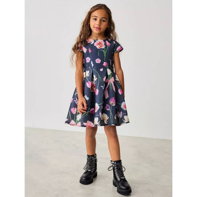 Ted Baker Kids' Textured Scuba Floral Dress, Navy