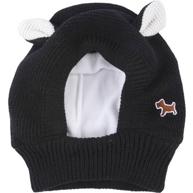 (Black) Quiet Dog Ear Muffs Noise Protection Pet Ears Covers Knitted Hat Anxiety
