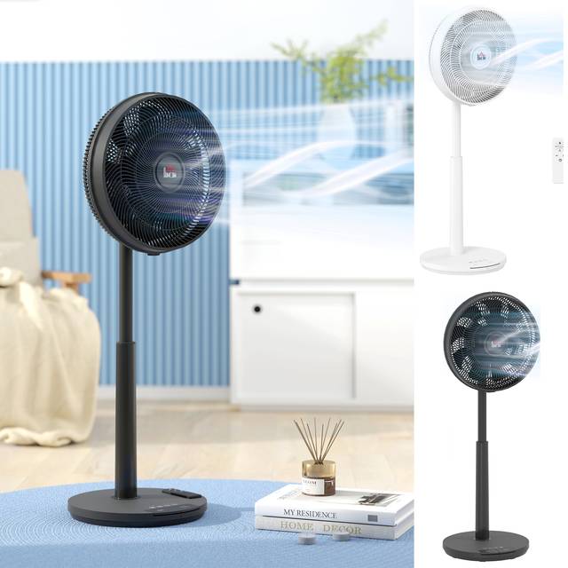 HOMCOM Pedestal Fan with Oscillating, Tilt, Adjustable Height, Black