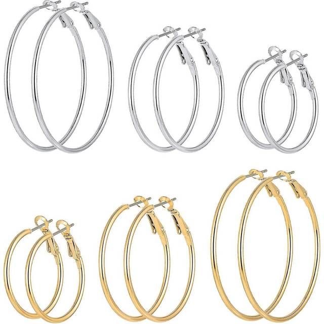 Silver & Gold Circle Endless Hoop Earrings For Women Girls 30 40 50