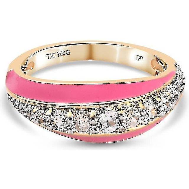 GP Zircon Half Eternity Ring In Gold Plated Silver For Wife Blue Sapphire 0.77ct(M)