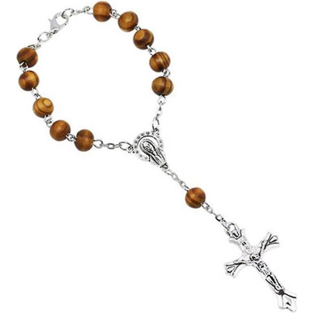 Catholic Prayer Rosary Beads Necklace Holy Soil Medal & Metal Cross