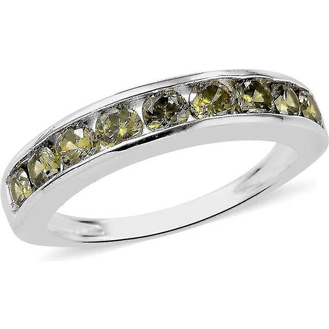 Elanza Green Cubic Zirconia Half Eternity Ring In Silver Gift For Wife 9.45ct(O)
