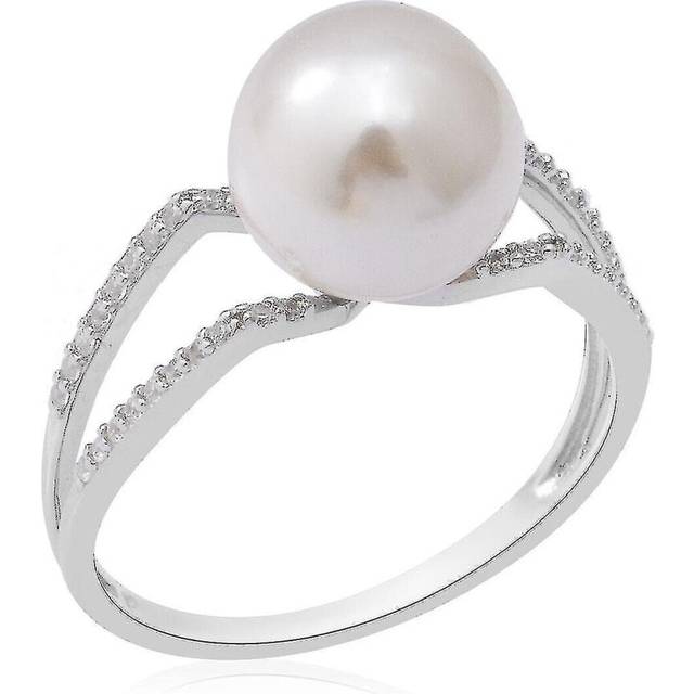 Pearl Engagement Solitaire Ring For Women Silver White Cubic Zirconia 3.75ct(Q)