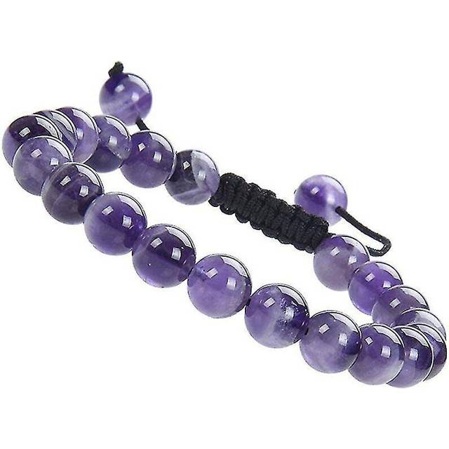 Natural Healing Power Gemstone Crystal Beads Unisex Adjustable Macrame Bracelets 8mm
