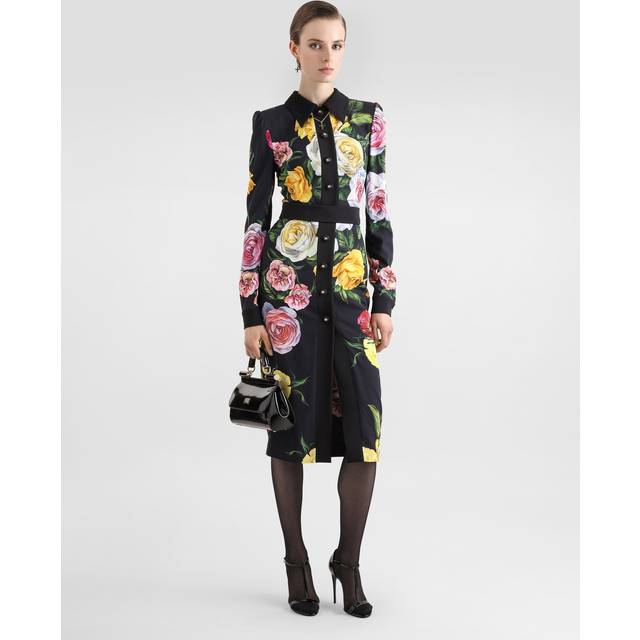 Dolce & Gabbana, Klänning, Dam, S, Tryckt Skjortklänning - multicolor (S)