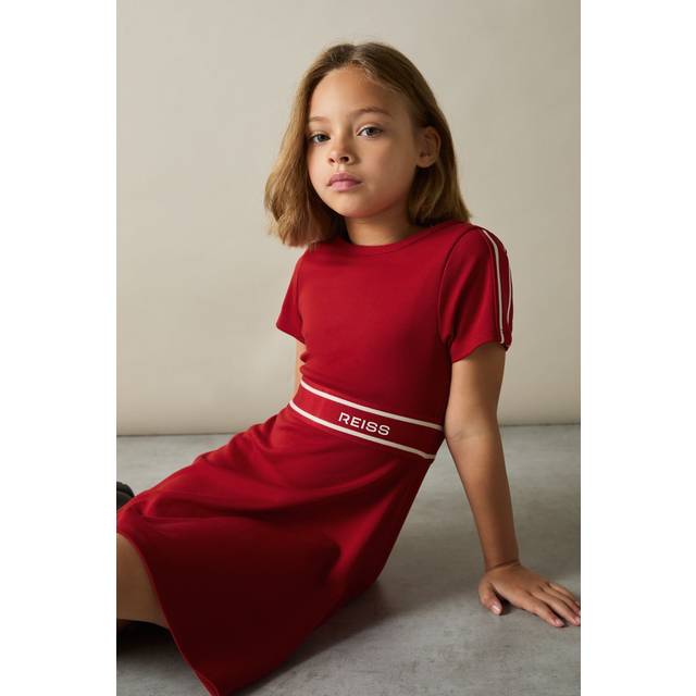 Reiss Kids' Lowri Logo A-Line Dress, Red