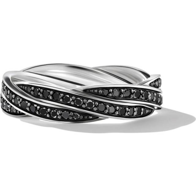 David Yurman - sterling silver DY Helios diamond band ring (6mm) - men - Sterling Silver/Black Diamond - 9