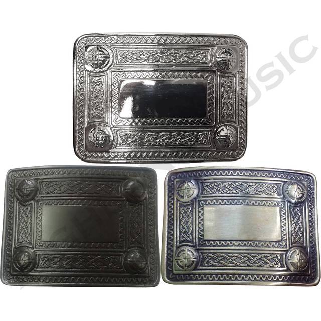 Hm scottish kilt belt buckle 4 dome mirror design antique/black/chrome finish