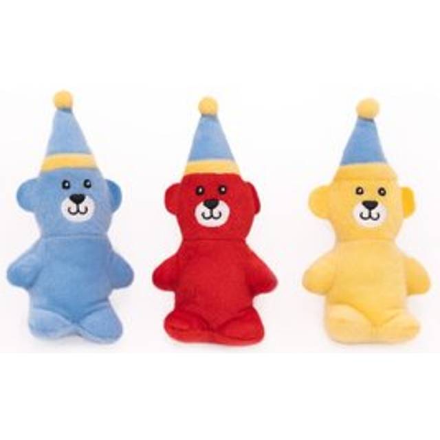 ZippyPaws Birthday Gifts for Dogs - Birthday Bears Miniz 3-Pack  Squeaky Plush Toys  Dog Birthday Party Supplies for Boys & Girls