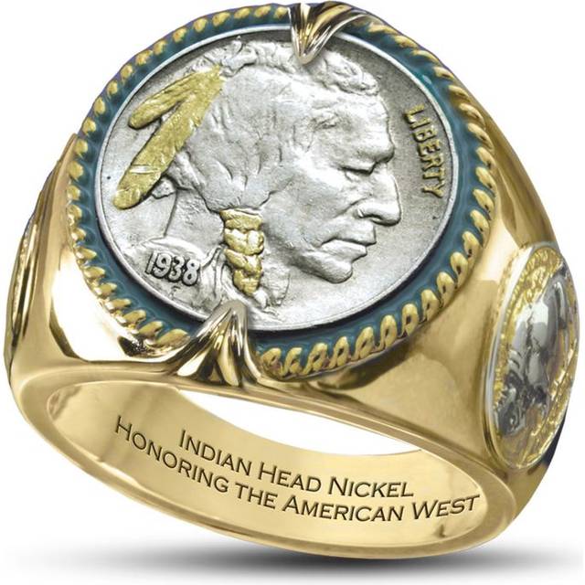 Genuine U.S. Mint Buffalo Nickel 18-Carat Gold-Plated Ring