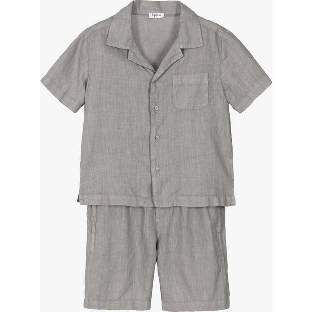 Il Gufo Grey Linen Shirt & Shorts Set - 2 year