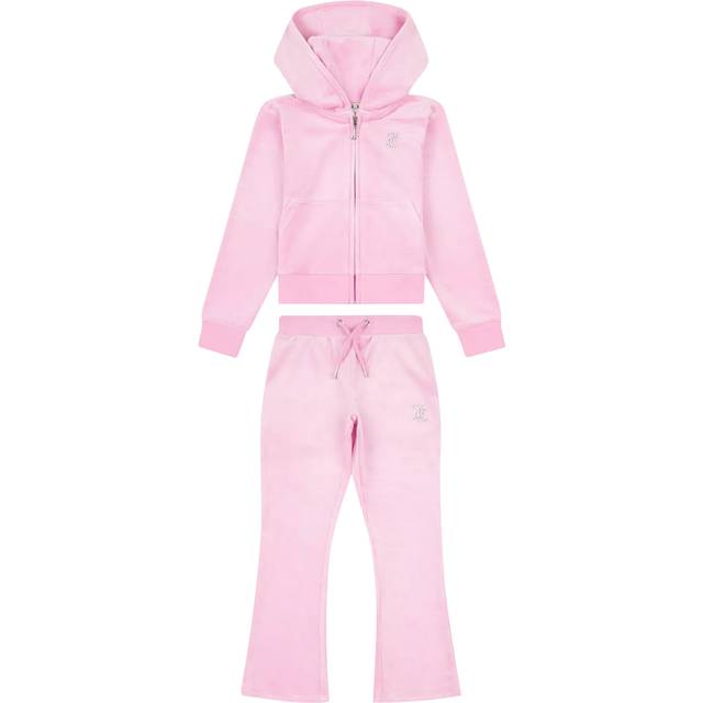 Juicy Couture Kids' Diamante Zip Through Hoodie & Bootcut Jogger Set