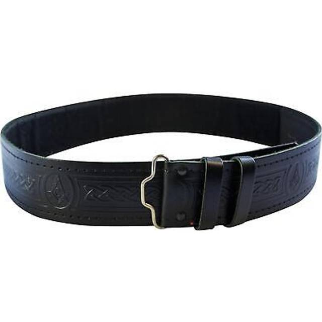 "(S - 27"" - 37"") Masonic Kilt Belt Leather Masonic Embossed Badge Hook and Loop Scottish Made 6 Sizes Freemasons Scottish Gifts for Men"