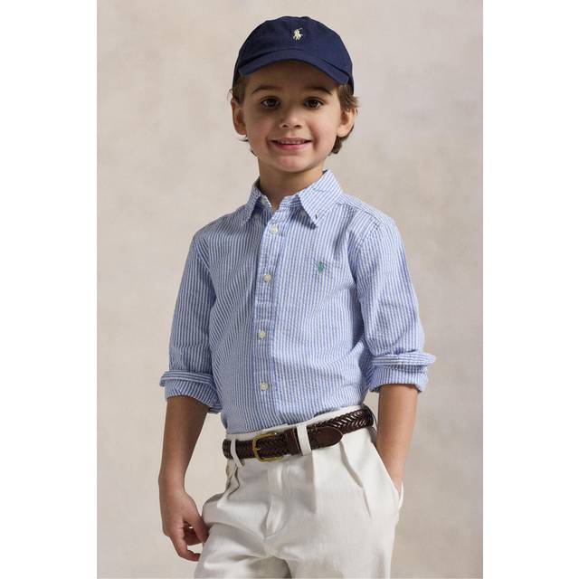 Ralph Lauren, Shirts, male, Blue, 6 Y, Boys Striped Logo Shirt in Blue