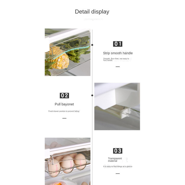 Refrigerator storage box Fridge Organizer Egg Refrigerator Storage Rack Under-Shelf Refrigerator Drawer Box Fresh-Keeping Kitchen Organizer B