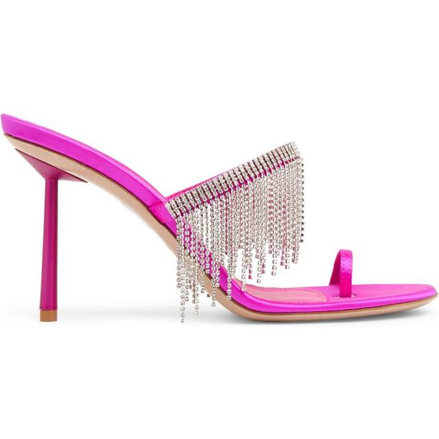 Le Silla - The Jewels 80mm fringed sandals - women - Crystal/Leather/Satin/Nappa Leather - 39 - Pink