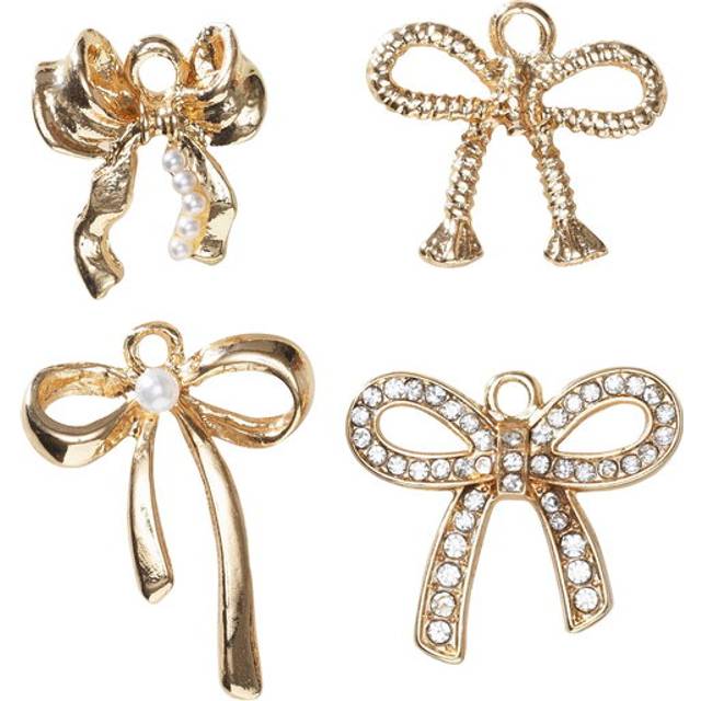 Guldfärgade hängen / charms 4 olika rosetter med pärlor & strass