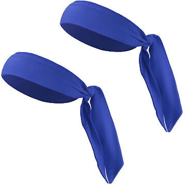 2 Pcs Adjustable Soft Sport Headband Sweat Wicking Gym Tennis Tie Blue