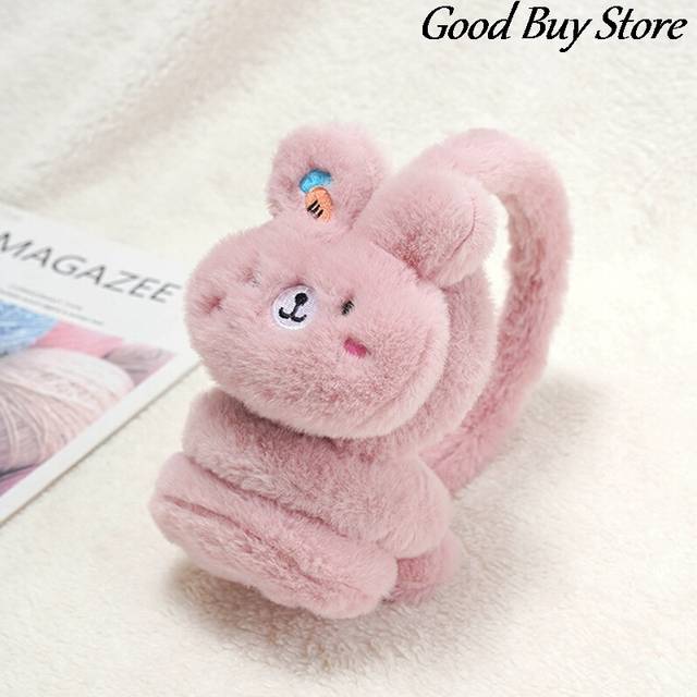 (DP) Rabbit Fleece Headband Women Winter Warm Earmuffs Plush Ear Warmer Ear