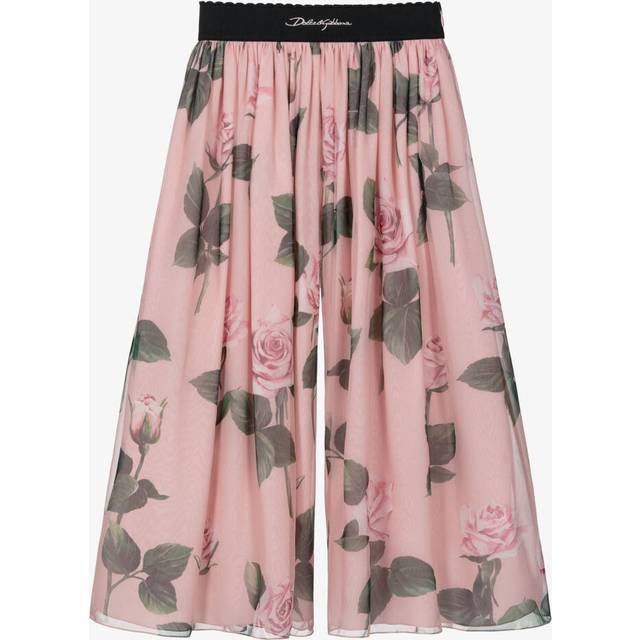 Dolce & Gabbana Girls Pink Silk Roses Trousers - 6 year