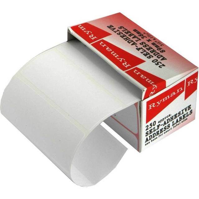Ryman Address Labels 36x89mm Self Adhesive 250 per Roll, White