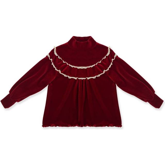 La Stupenderia - velour blouse - kids - Elastane/Polyester/Cotton - 6 yrs - Red