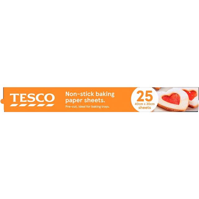 Tesco Non-Stick Baking Paper Sheets 25 Pack 40Cm X 30Cm