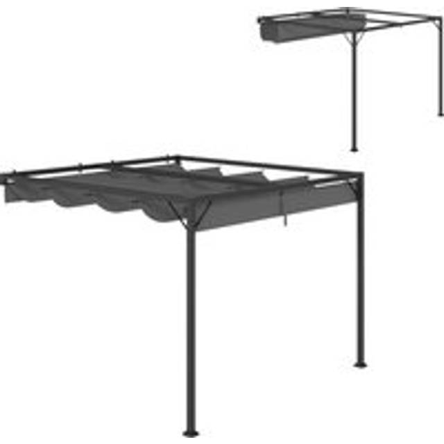 Outsunny 3 X 3(m) Outdoor Pergola With Retractable Canopy - Grey