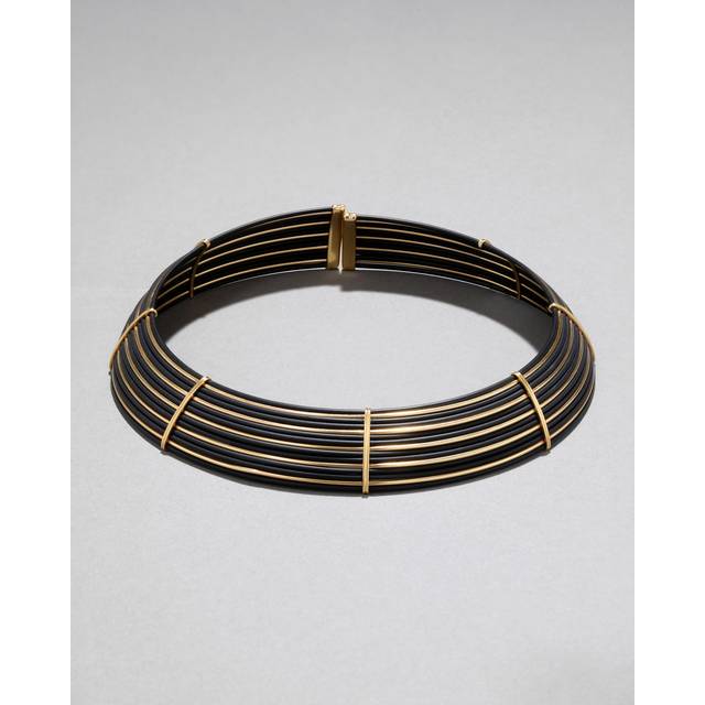 Alexis Bittar Vintage 18K Gold & Rubber Choker Necklace in Black | Statement Jewelry from Alexis Bittar (One Size)