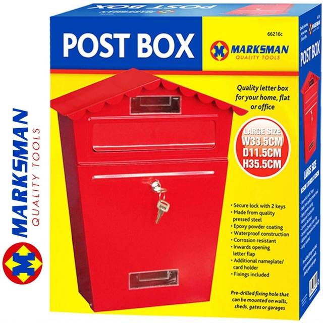 Large steel post box postbox lockable outside letter mail wall mounted keys