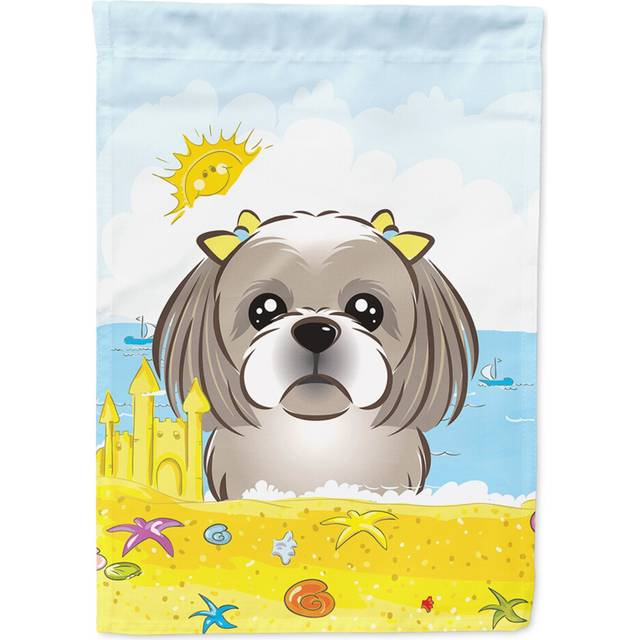 Caroline's Treasures BB2118CHF Gray Silver Shih Tzu Summer Beach Flag Canvas House  Large  Multicolor