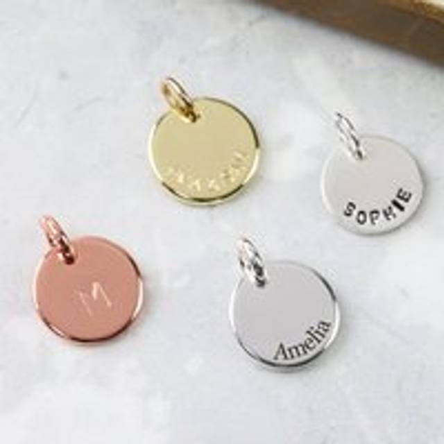 Personalised Small Disc Bracelet Charm - silver/gold/rose gold - one size