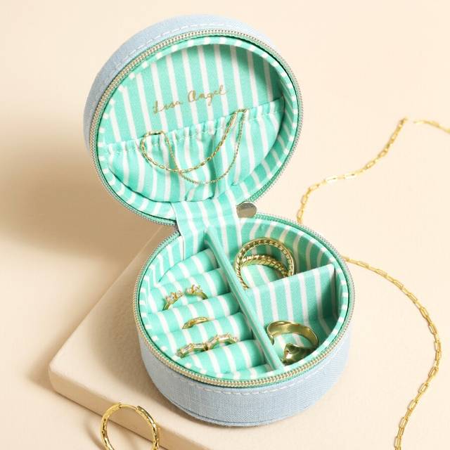 Mini Round Jewellery Case in Sky Blue - blue/green - one size