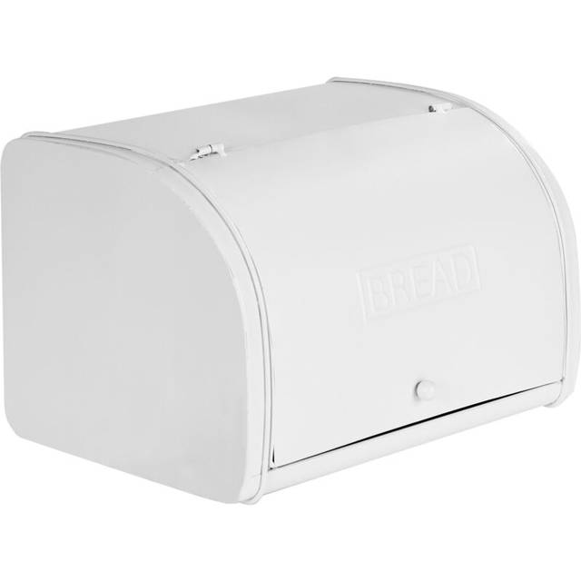 Decorative Bread Box Iron Bin with Lid 39 x 24 x 21 cm White Caroube