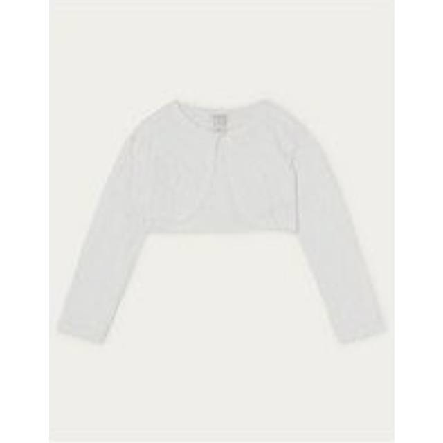 Monsoon Kids' Lace Scallop Cardigan, Ivory