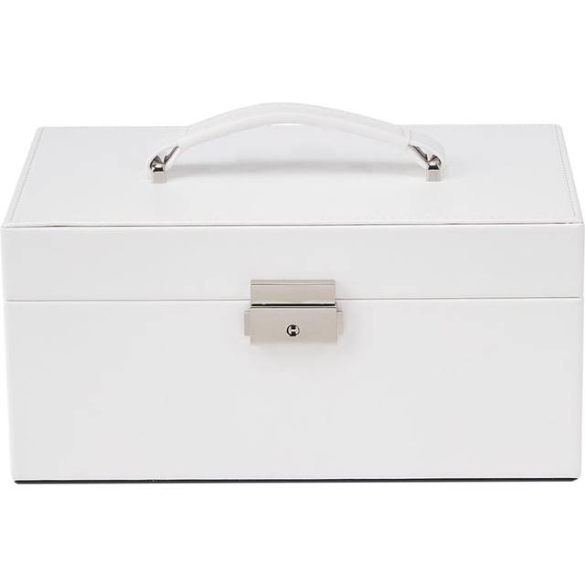 H&O Direct White PU Leather Portable Makeup Box - 12.5 x 25.5 x 16cm